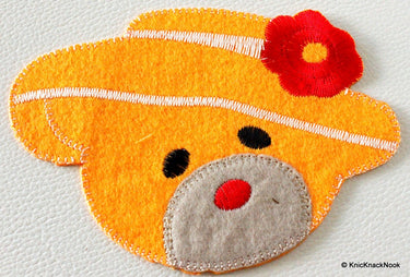 1 x Orange Bear Embroidered Applique Patch